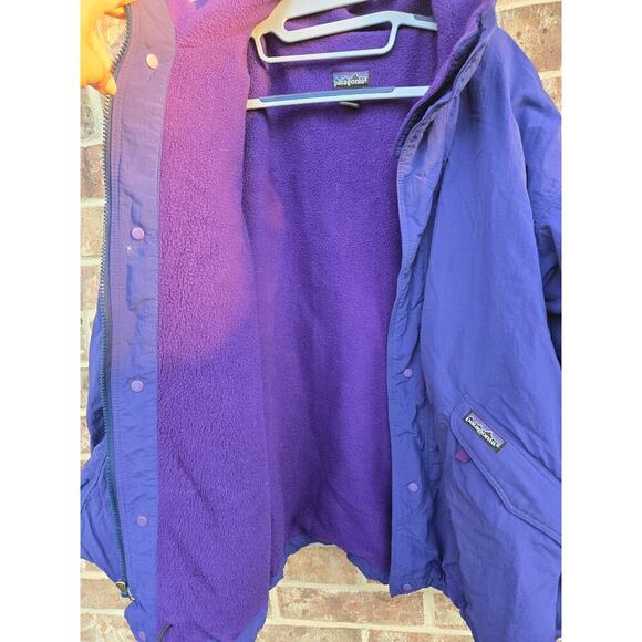 Vintage Patagonia Large Bomber Fleece Lined Jacket Made In USA Purple Zip Up Men - Picture 3 of 6